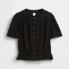 Top corto con peplum de gasa de algodón