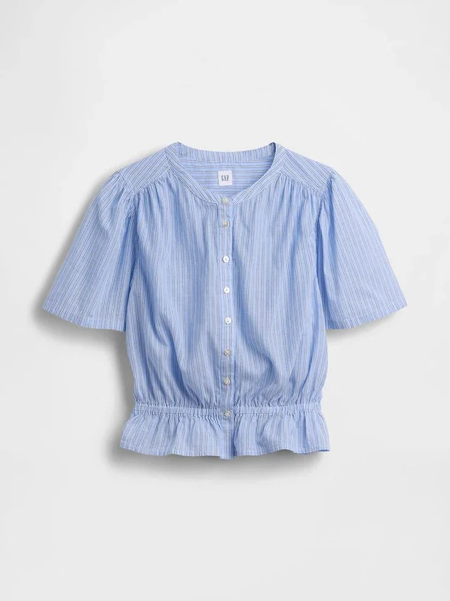 Top corto con peplum y cierre frontal de botones