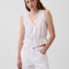 Top corto con peplum y lazo delantero con ojales