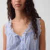 Top corto con peplum y lazo delantero con ojales