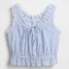 Top corto con peplum y lazo delantero con ojales