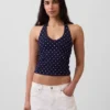 Top corto de cuello halter de punto tupido
