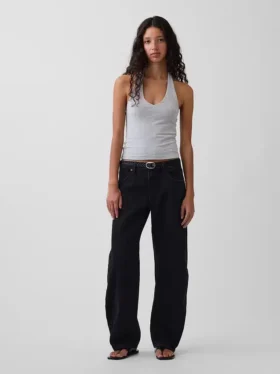 Top corto de cuello halter de punto tupido