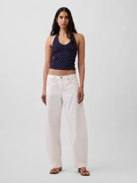 Top corto de cuello halter de punto tupido
