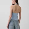Top corto de cuello halter de punto tupido