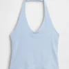Top corto de cuello halter de punto tupido
