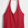 Top corto de cuello halter de punto tupido