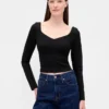 Top de cuello corazón de punto doble