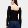 Top de cuello corazón de punto doble