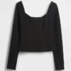 Top de cuello corazón de punto doble