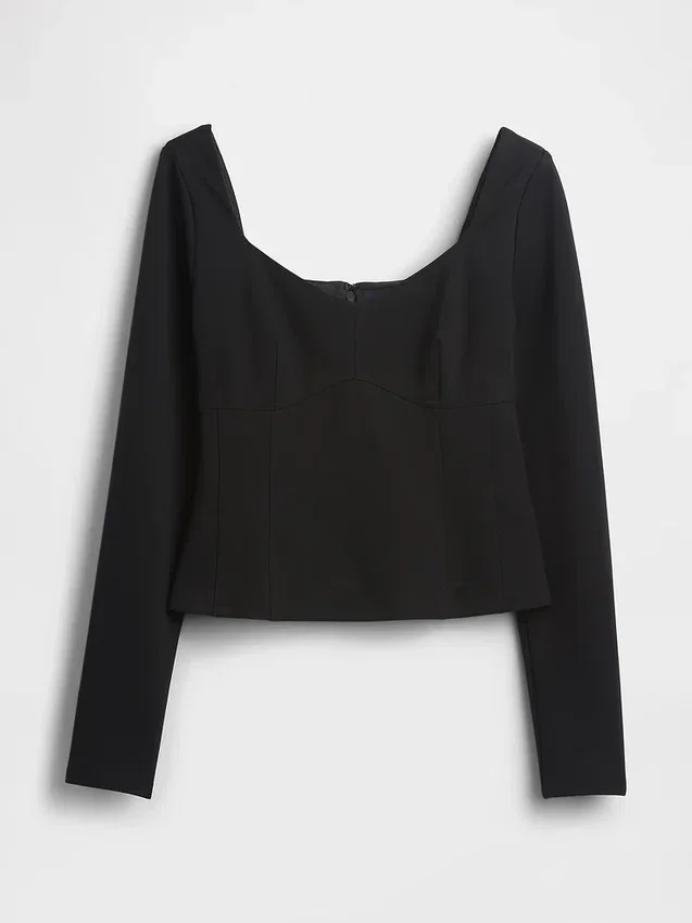 Top de cuello corazón de punto doble
