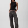Top de gasa de algodón con peplum y cintura fruncida