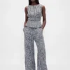 Top de gasa de algodón con peplum y cintura fruncida