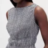 Top de gasa de algodón con peplum y cintura fruncida