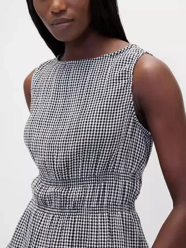 Top de gasa de algodón con peplum y cintura fruncida