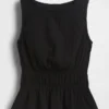 Top de gasa de algodón con peplum y cintura fruncida