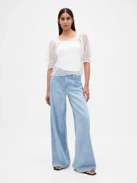 Top de tul transparente bordado