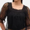 Top de tul transparente bordado
