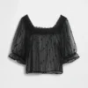 Top de tul transparente bordado