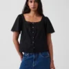 Top holgado de cuello cuadrado con ribete de encaje