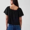 Top holgado de cuello cuadrado con ribete de encaje