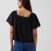 Top holgado de cuello cuadrado con ribete de encaje