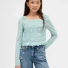 Top infantil con cuello cuadrado y fruncido