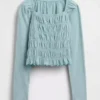 Top infantil con cuello cuadrado y fruncido