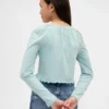 Top infantil con cuello cuadrado y fruncido
