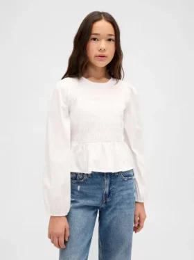Top infantil con peplum y fruncido