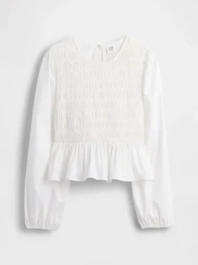 Top infantil con peplum y fruncido