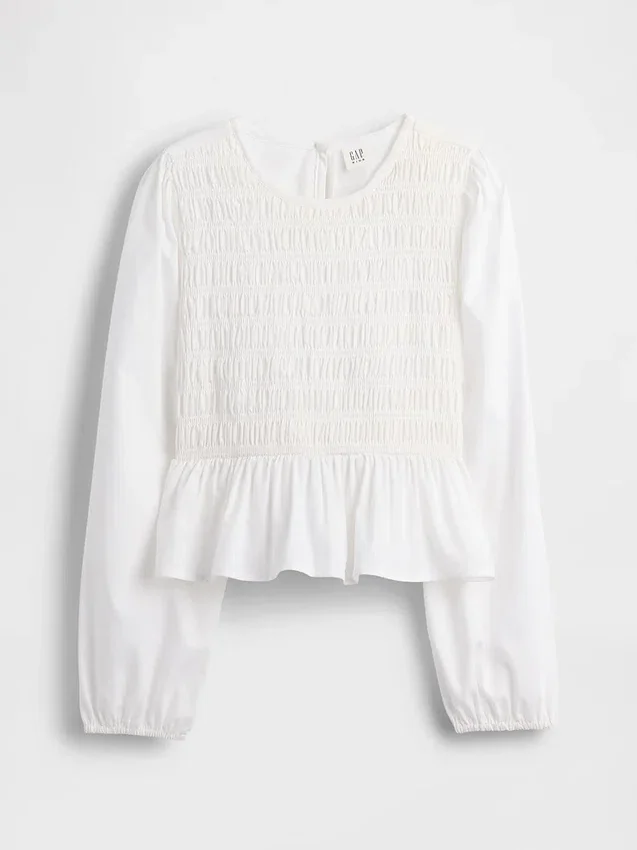 Top infantil con peplum y fruncido