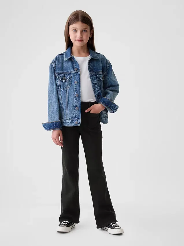 Vaqueros acampanados de talle alto para niños, estilo años 70