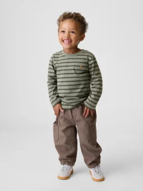 Vaqueros «Barrel» con bolsillos en forma de oso y cintura elástica para bebés y niños pequeños