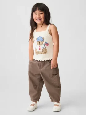 Vaqueros «Barrel» con bolsillos en forma de oso y cintura elástica para bebés y niños pequeños