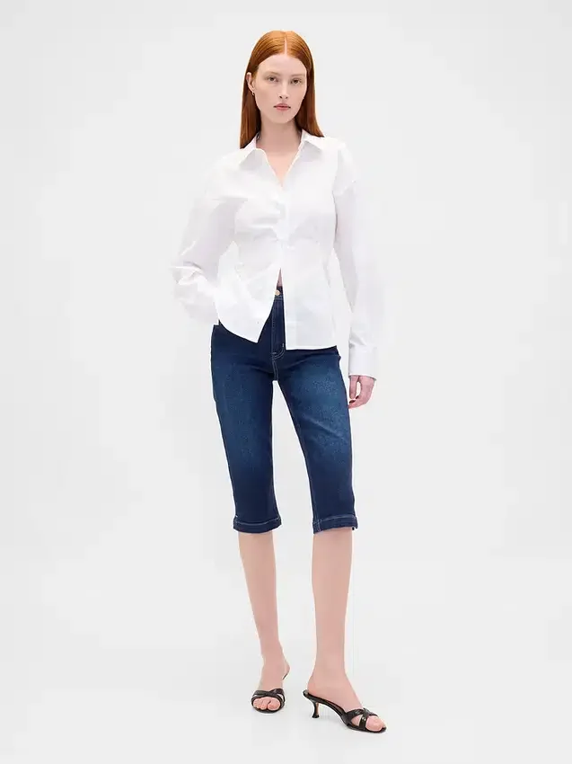 Vaqueros capri cortos de talle alto