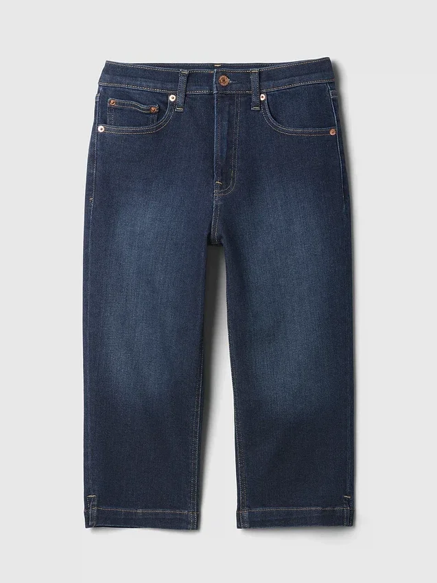 Vaqueros capri cortos de talle alto