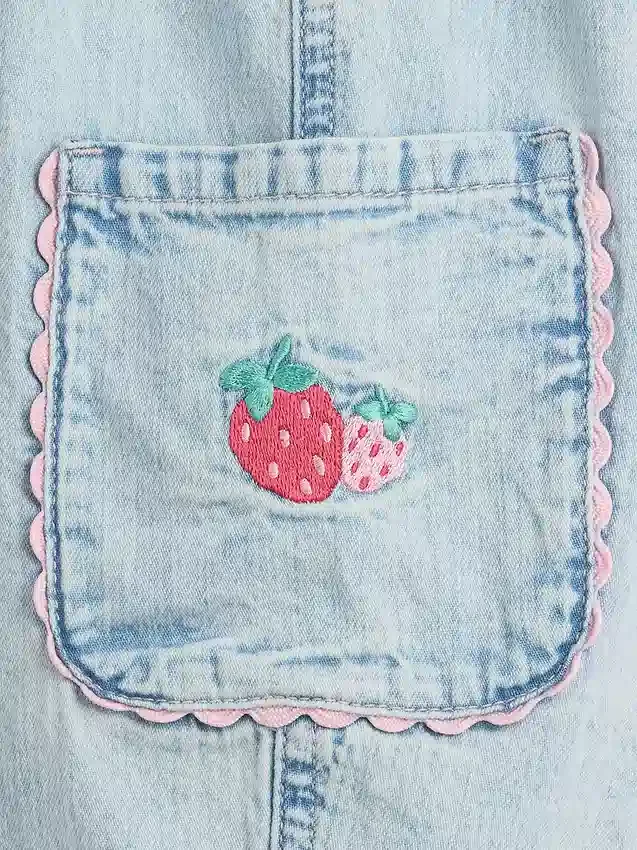 Vaqueros cargo de corte cilíndrico con franja de fresa para Bebé y Niño