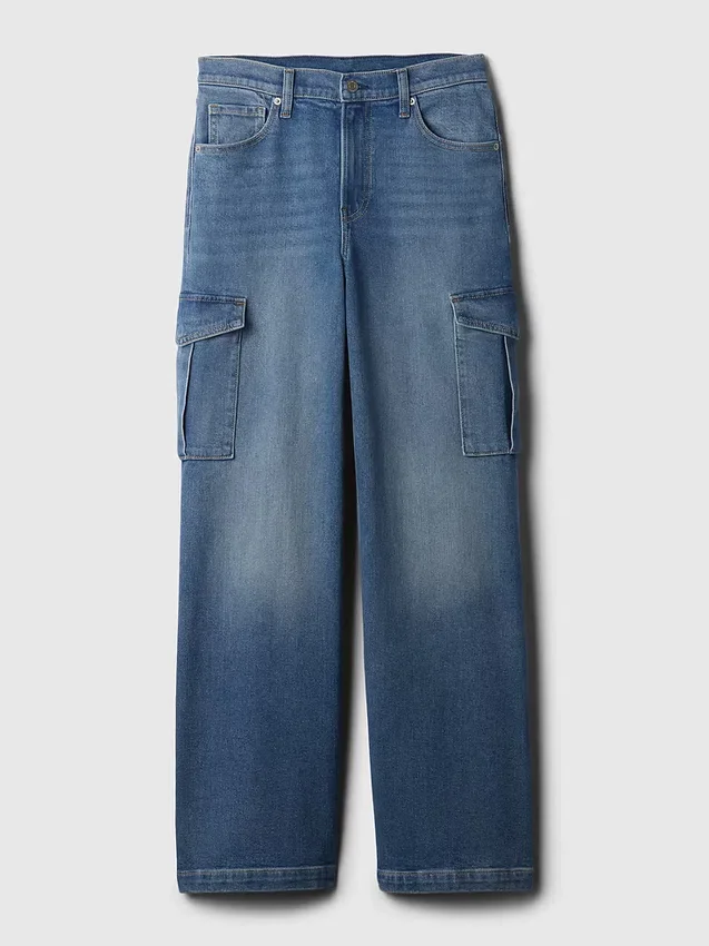 Vaqueros cargo de talle alto y pierna ancha