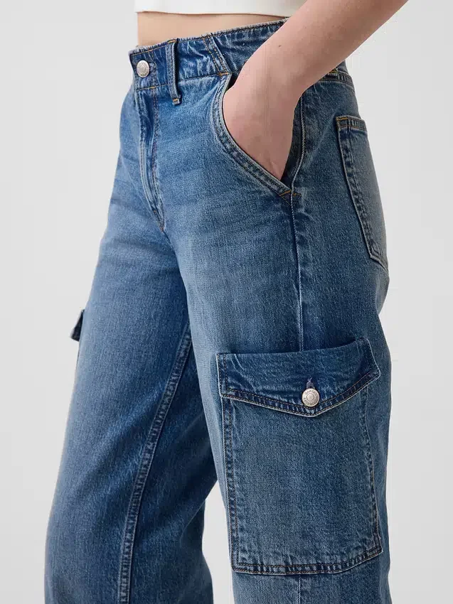 Vaqueros cargo holgados de talle bajo estilo años 90