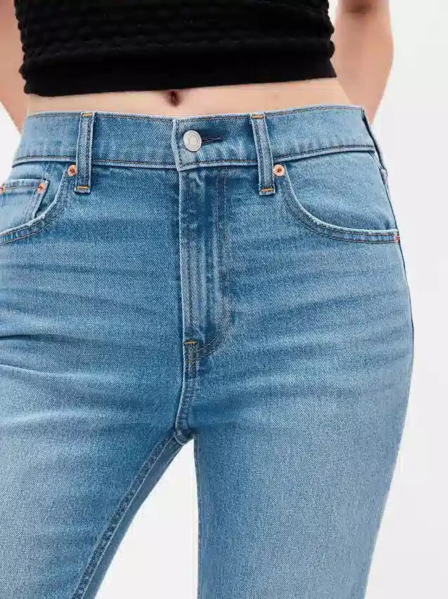 Vaqueros cortos de talle alto, estilo recto y ajustado de los años 90