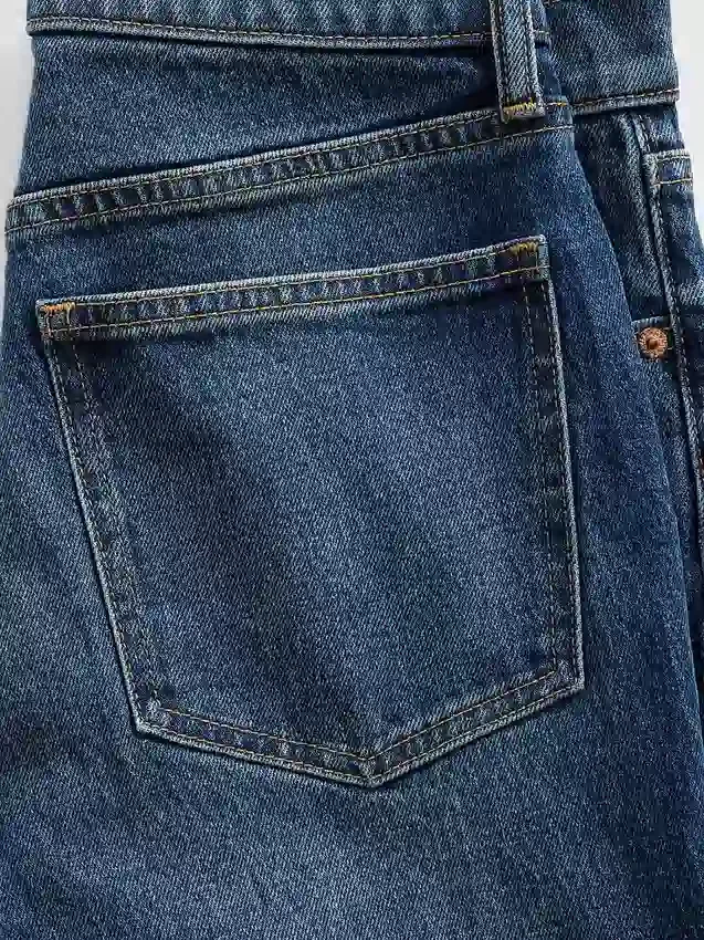 Vaqueros cortos de talle alto, estilo recto y ajustado de los años 90