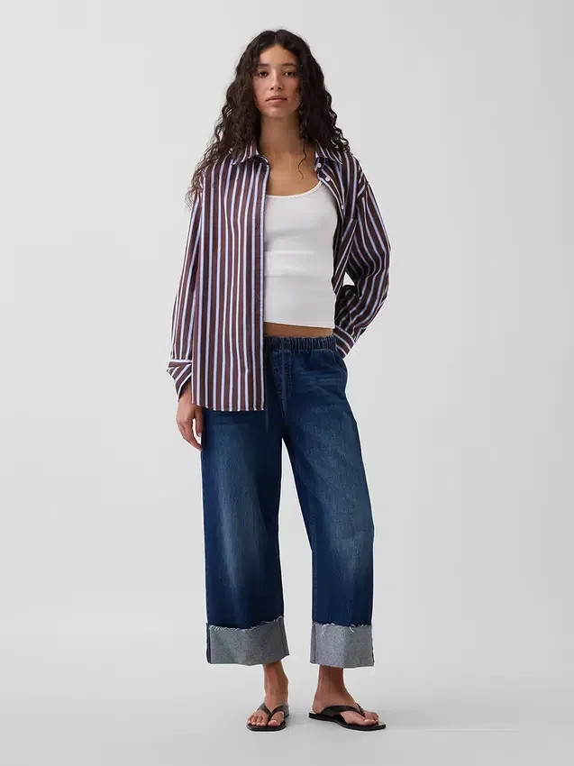 Vaqueros cortos holgados de talle bajo estilo años 90