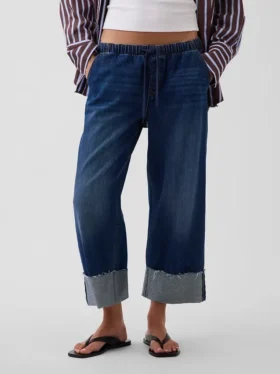 Vaqueros cortos holgados de talle bajo estilo años 90