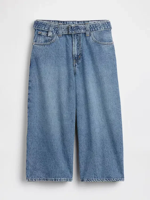 Vaqueros culotte de talle alto con cinturón