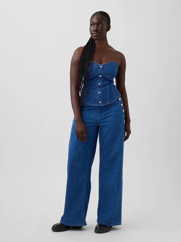 Vaqueros de talle alto con pinzas y pierna ancha GAP × Hfr de Atelier Ndigo