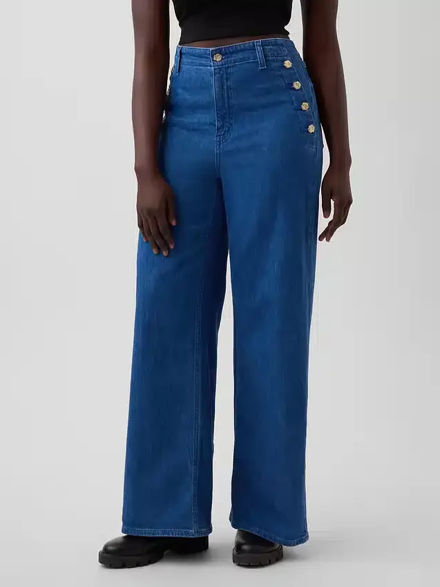 Vaqueros de talle alto con pinzas y pierna ancha GAP × Hfr de Atelier Ndigo