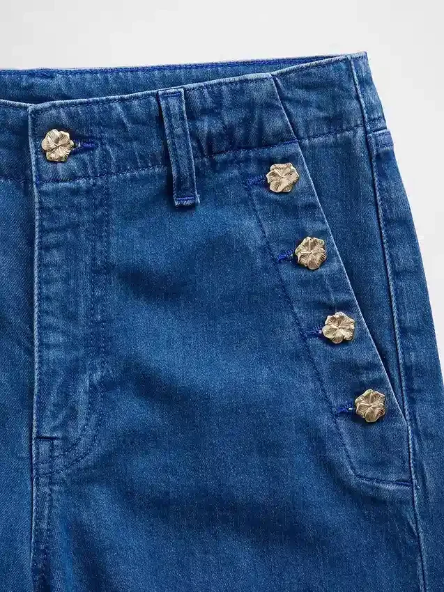 Vaqueros de talle alto con pinzas y pierna ancha GAP × Hfr de Atelier Ndigo