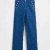 Vaqueros de talle alto con pinzas y pierna ancha GAP × Hfr de Atelier Ndigo