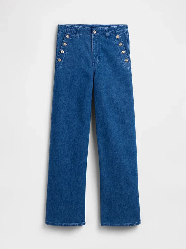 Vaqueros de talle alto con pinzas y pierna ancha GAP × Hfr de Atelier Ndigo